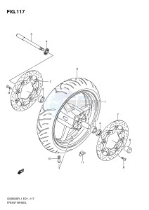 GSX650F (E21) Katana drawing FRONT WHEEL (GSX650FL1 E21)