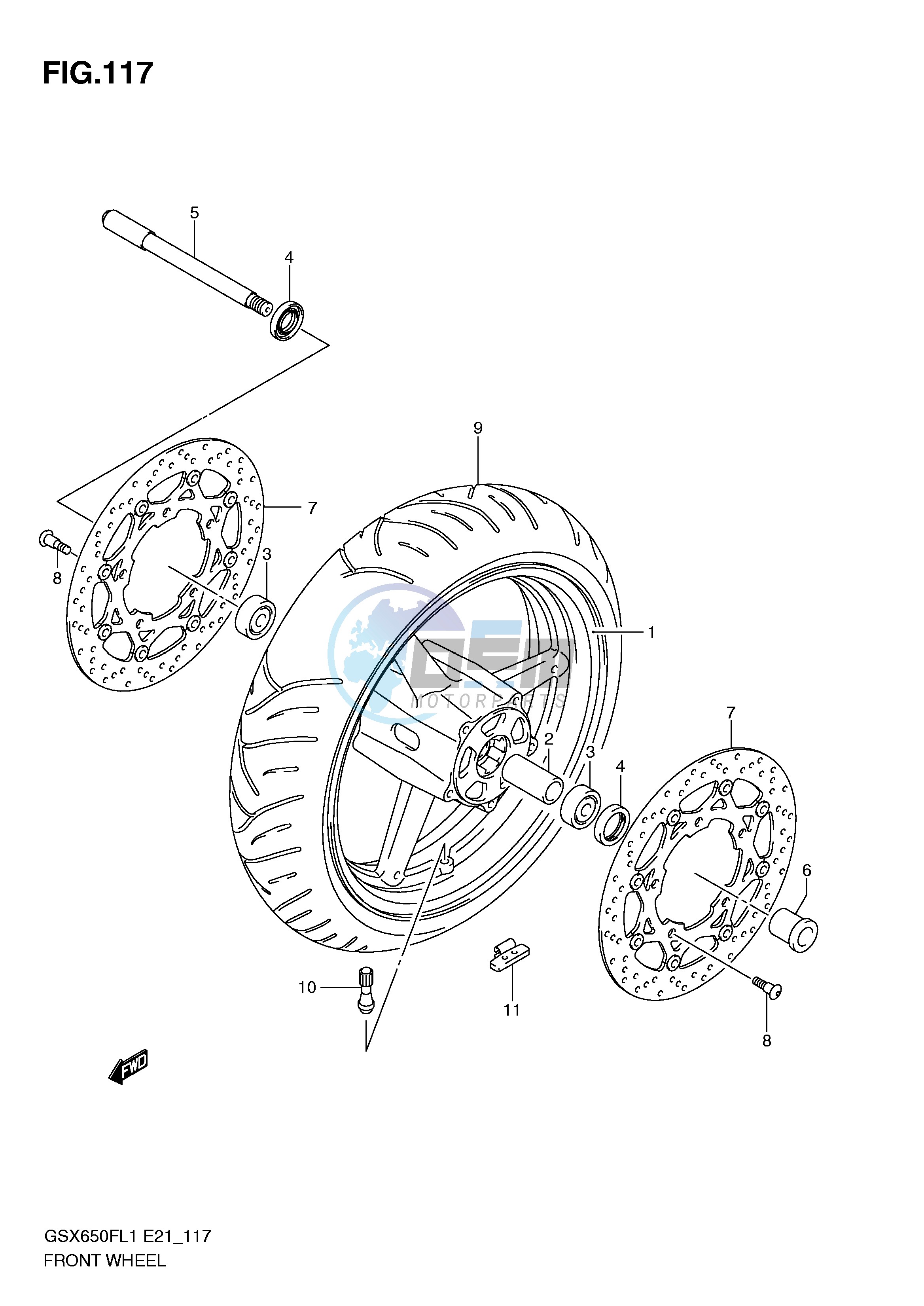 FRONT WHEEL (GSX650FL1 E21)