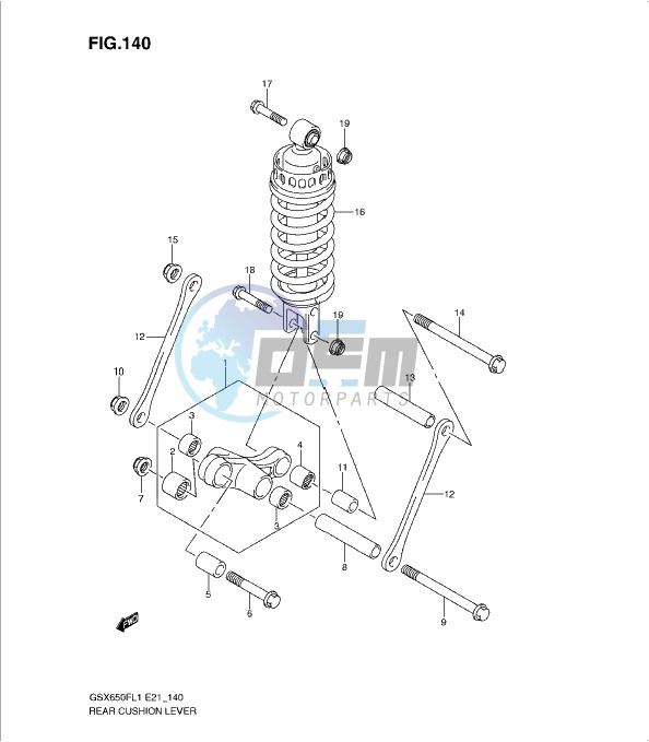 REAR CUSHION LEVER (GSX650FL1 E21)