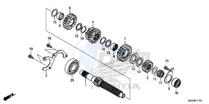 CBR500RE CBR500R UK - (E) drawing TRANSMISSION (MAINSHAFT)