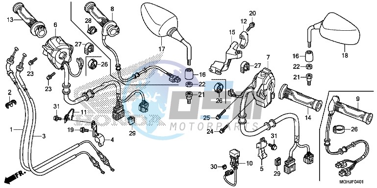 SWITCH/CABLE/MIRROR (VFR1200XD/XDA/XDS)