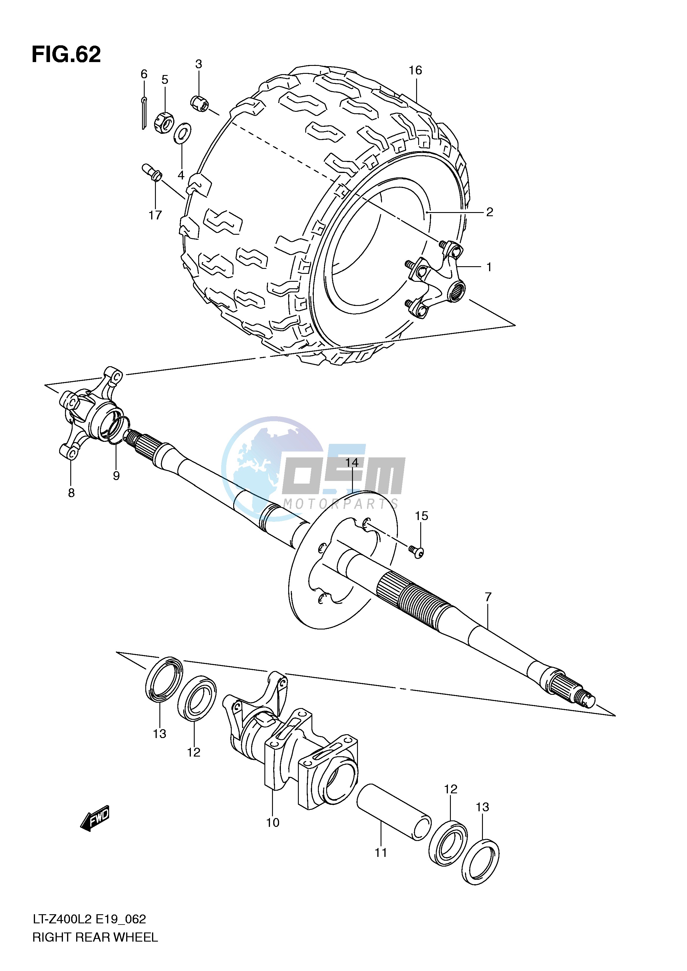 RIGHT REAR WHEEL (LT-Z400ZL2 E19)