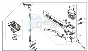 JET 50 BC ENGINE drawing VOORBRAKE CALIPER / BRAKE LEVER /BRAKE LINES