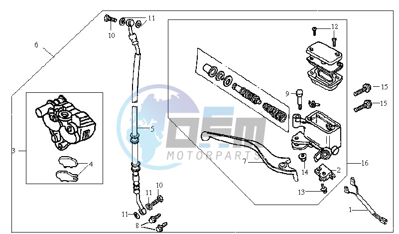 VOORBRAKE CALIPER / BRAKE LEVER /BRAKE LINES