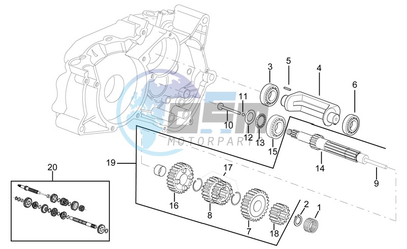 Primary gear shaft