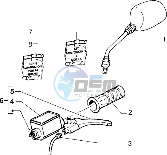 Handlebars component parts (Vehicle with rear hub brake)