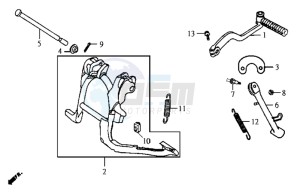 JET EURO X 50 25KMH drawing CENTRAL STAND / SIDE STAND / KICKSTARTER PEDAL