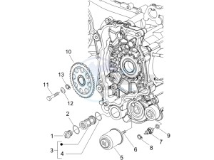 LX 125 4T E3 UK drawing Flywheel magneto cover - Oil filter