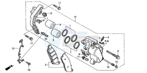 VT750DC BLACK WIDOW drawing FRONT BRAKE CALIPER