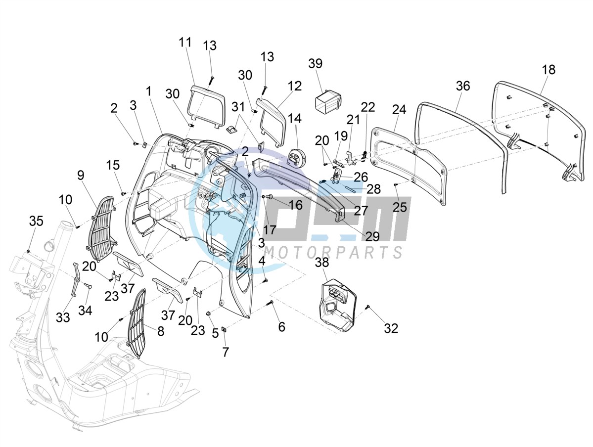 Front glove-box - Knee-guard panel