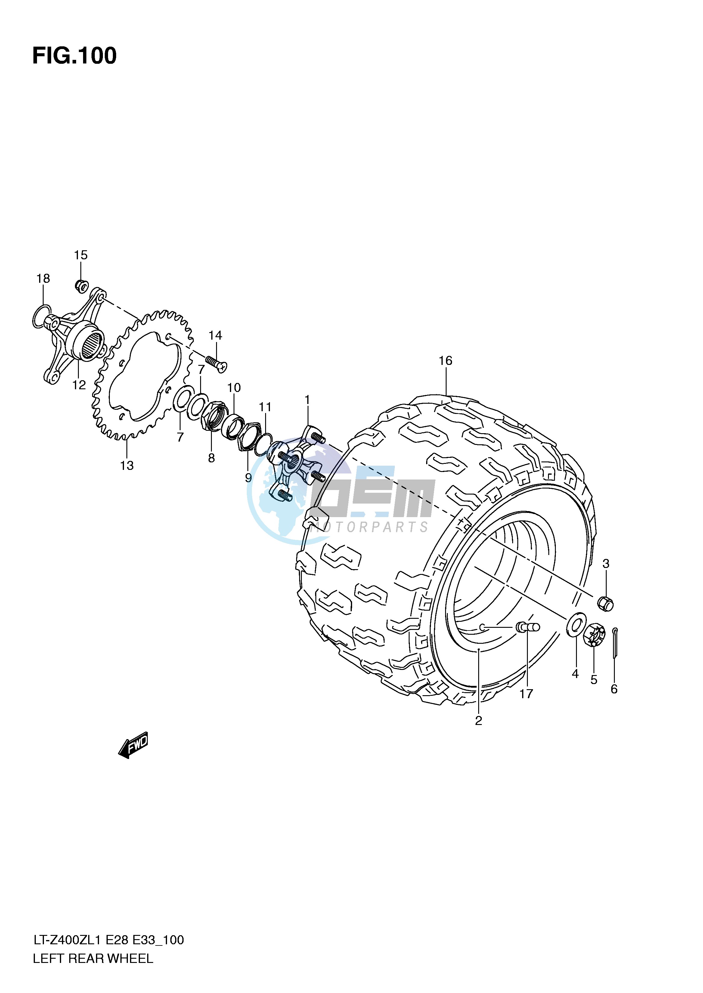 LEFT REAR WHEEL (LT-Z400ZL1 E33)