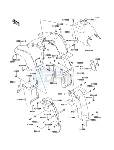 KVF360 4x4 KVF360A6F EU GB drawing Front Fender(s)