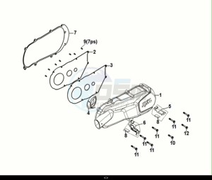 FIDDLE IV 125 (XG12W1-EU) (M0-M3) drawing L.CRANK CASE COVER