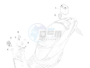 Liberty 150 iGet 4T 3V ie ABS (APAC) drawing Remote control switches - Battery - Horn