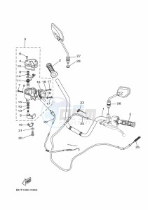 YFM450FWBD KODIAK 450 EPS (BHT5) drawing STEERING HANDLE & CABLE