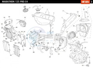 MARATHON-125-E4-PRO-REPLICA-SERIES-AUSTRIA-2018-MARATHON-125-E4-PRO-GREEN-REPLICA-SERIES drawing COMPLETE ENGINE - EXHAUST - FUEL TANK