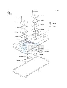 ZX 1100 E [GPZ 1100] (E1-E3) [GPZ 1100] drawing CYLINDER HEAD COVER