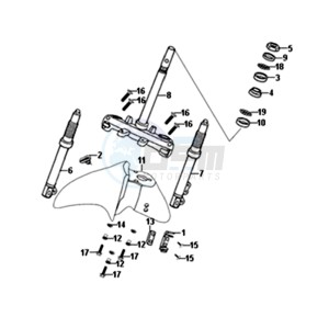 SYMPHONY SR 50 (L8) NL drawing FRONT FORK/FRONT MUDGUARD/STEERING CROWN