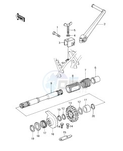 KZ 1000 E [SHAFT] (E1-E2) [SHAFT] drawing KICKSTARTER MECHANISM