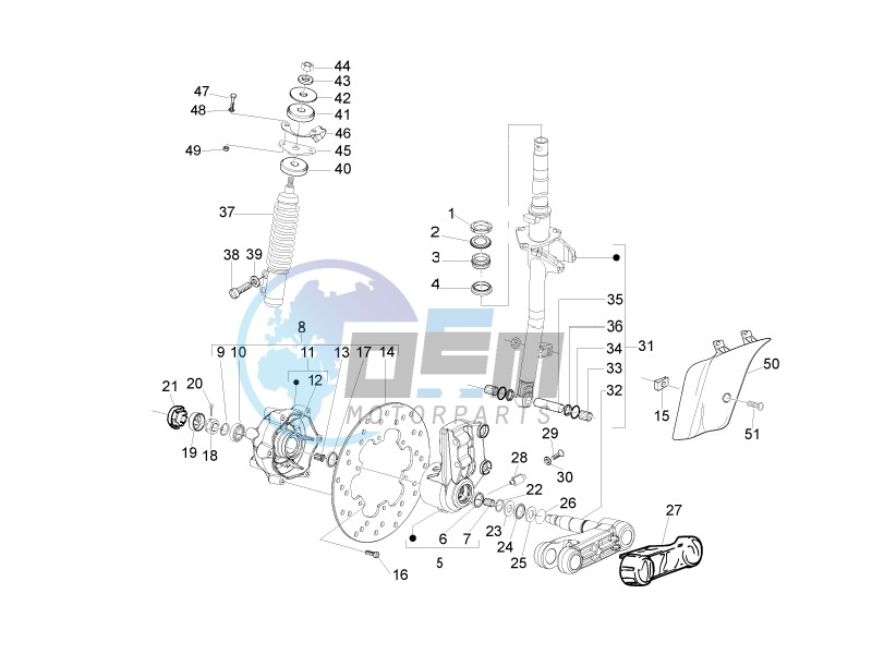 Fork - steering tube - Steering bearing unit