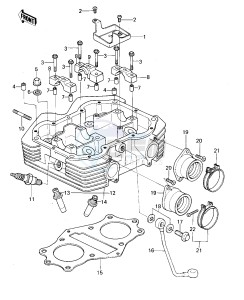 KZ 400 A B (A1-B2) drawing CYLINDER HEAD