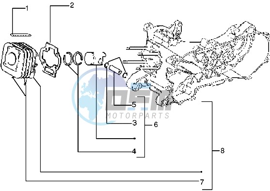 Cylinder-piston-wrist pin assy