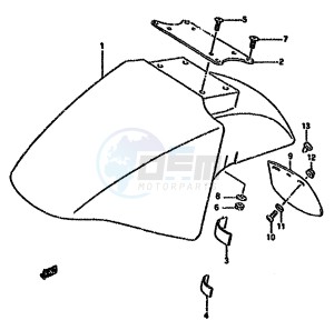 GSX750F (K-T) drawing FRONT FENDER (MODEL K L M N P R)