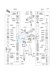 KX 100 A [KX100 MONSTER ENERGY] (A6F - A9FA) D9FA drawing FRONT FORK -- D7F - D9FA- -