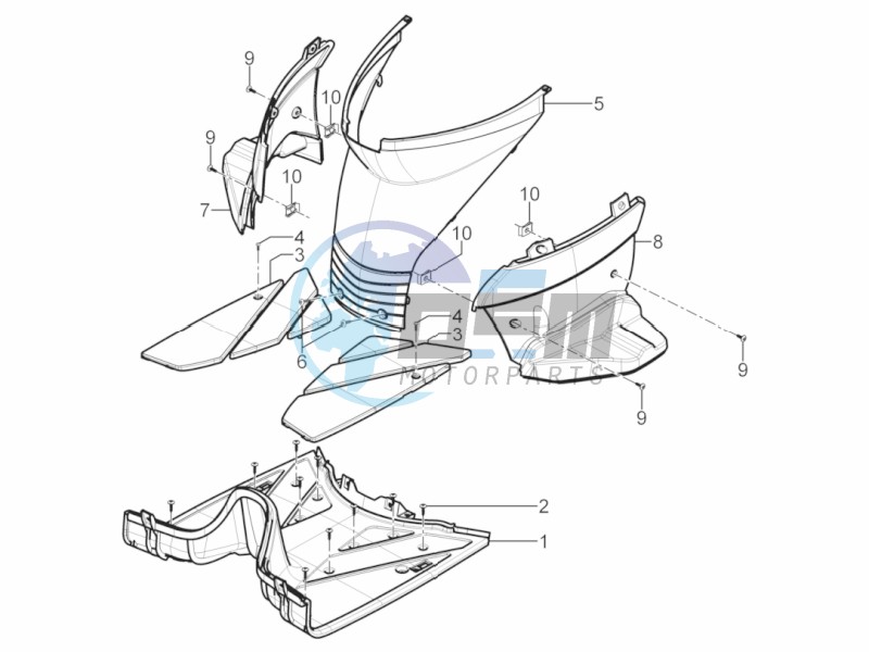 Central cover - Footrests