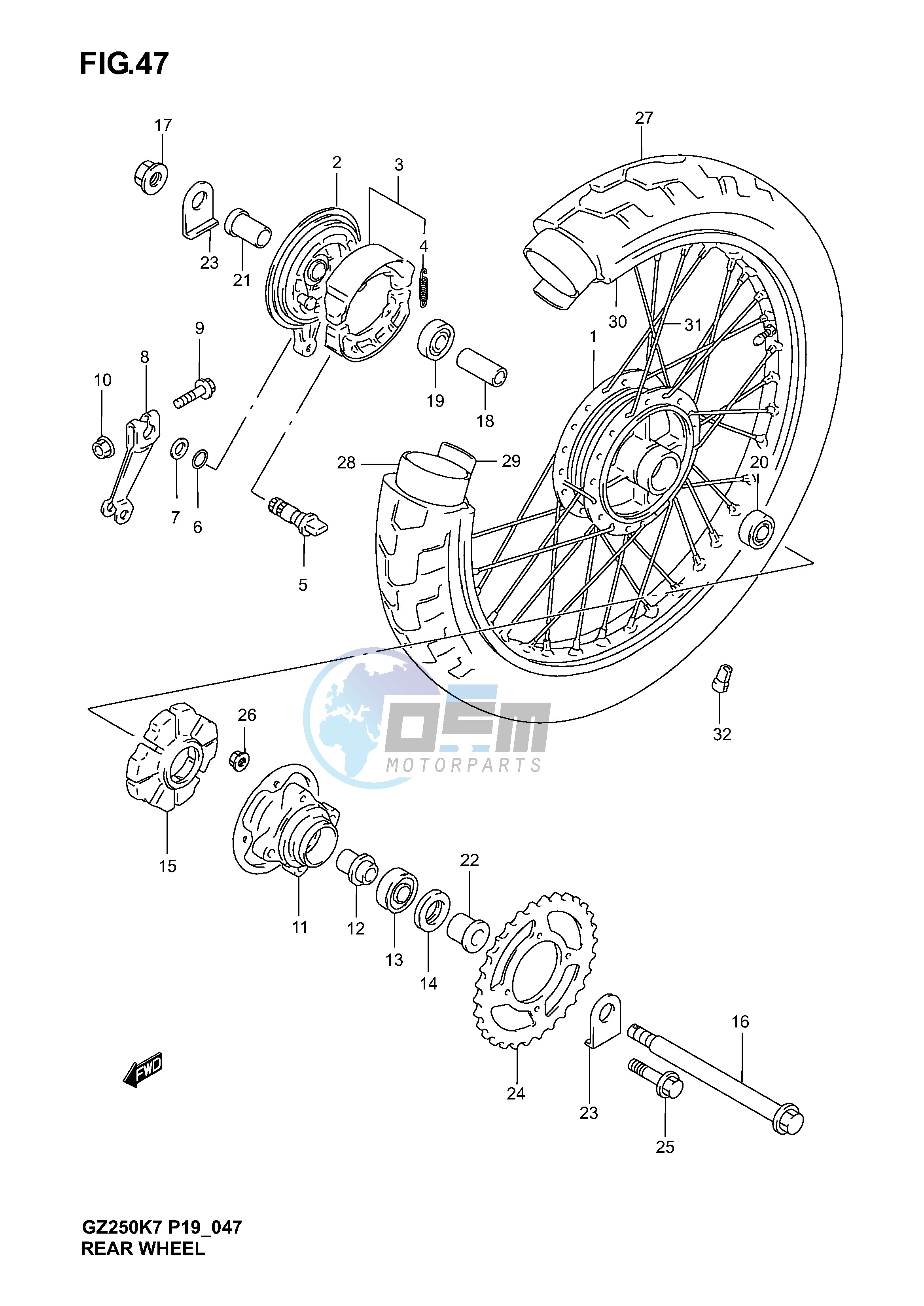 REAR WHEEL (MODEL K3 K4)