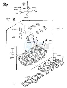 ZX 600 A [NINJA 600] (A1-A2) [NINJA 600] drawing CYLINDER HEAD -- ZX600-A1- - -- -E_NO.023371- -