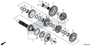 CB500FD CB500F UK - (E) drawing TRANSMISSION (COUNTERSHAFT)