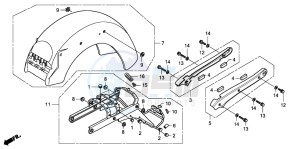 VT750C drawing REAR FENDER/GRAB RAIL