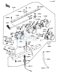 KZ 1100 B [GPZ) (B1-B2) [GPZ) drawing THROTTLE ASSY -- KZ1100-B1- -