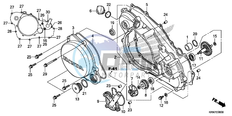 R. CRANKCASE COVER/WATER PUMP