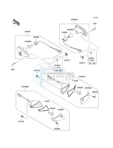 ZX 600E [ZX-6 NINJA ZZR 600] (E10-E13 E13 CAN ONLY) ZZR 600 drawing TURN SIGNALS