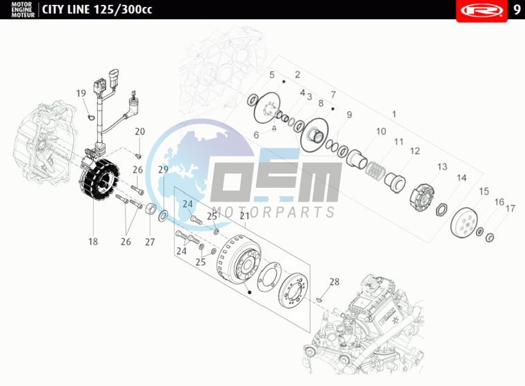 FLYWHEEL MAGNETO - CLUTCH COMPLETE  300 cc