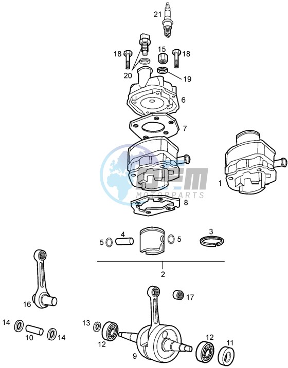 Crankshaft assy-cylinder and piston