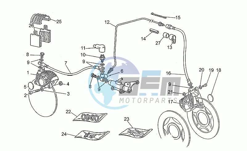 Front lh/rear brake system