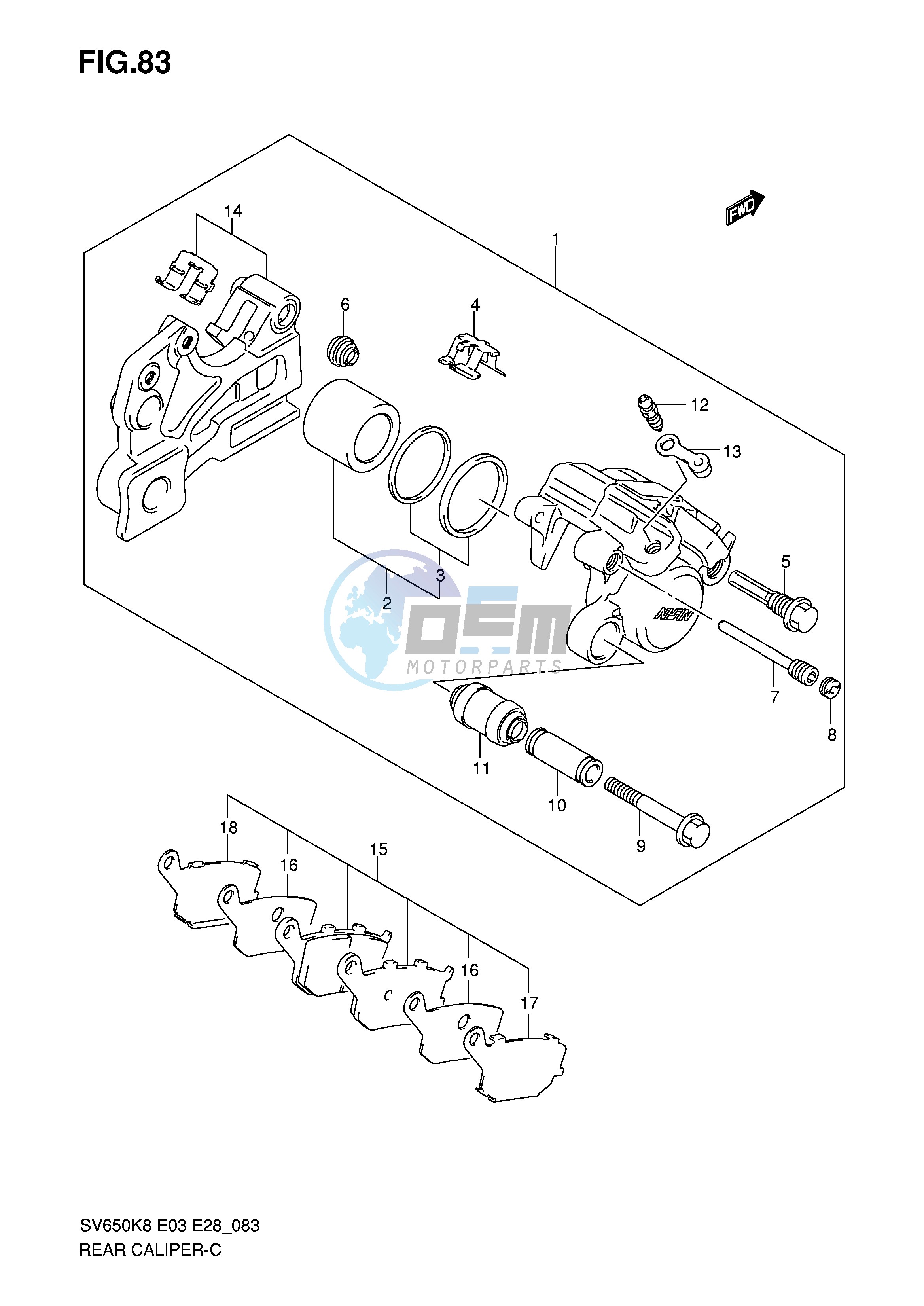 REAR CALIPER (SV650AK8 SAK8 AK9 SAK9 SAL0)