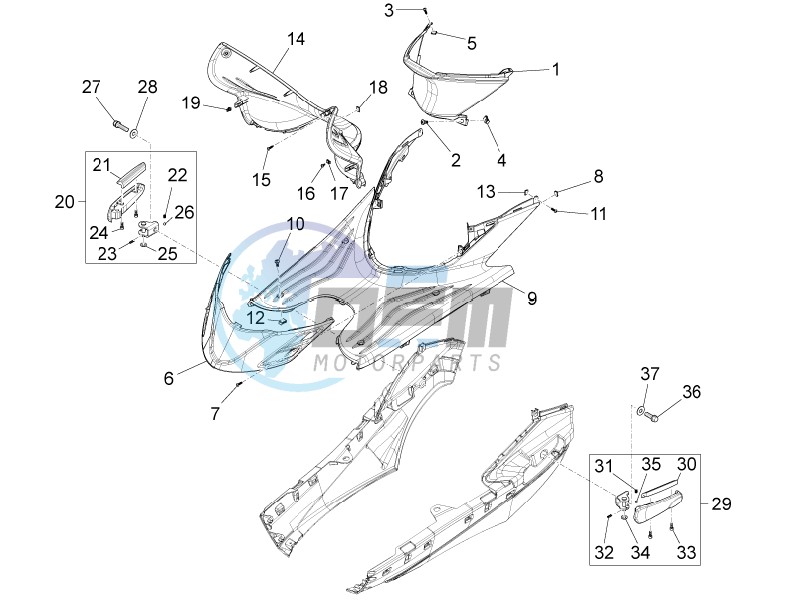 Central cover - Footrests