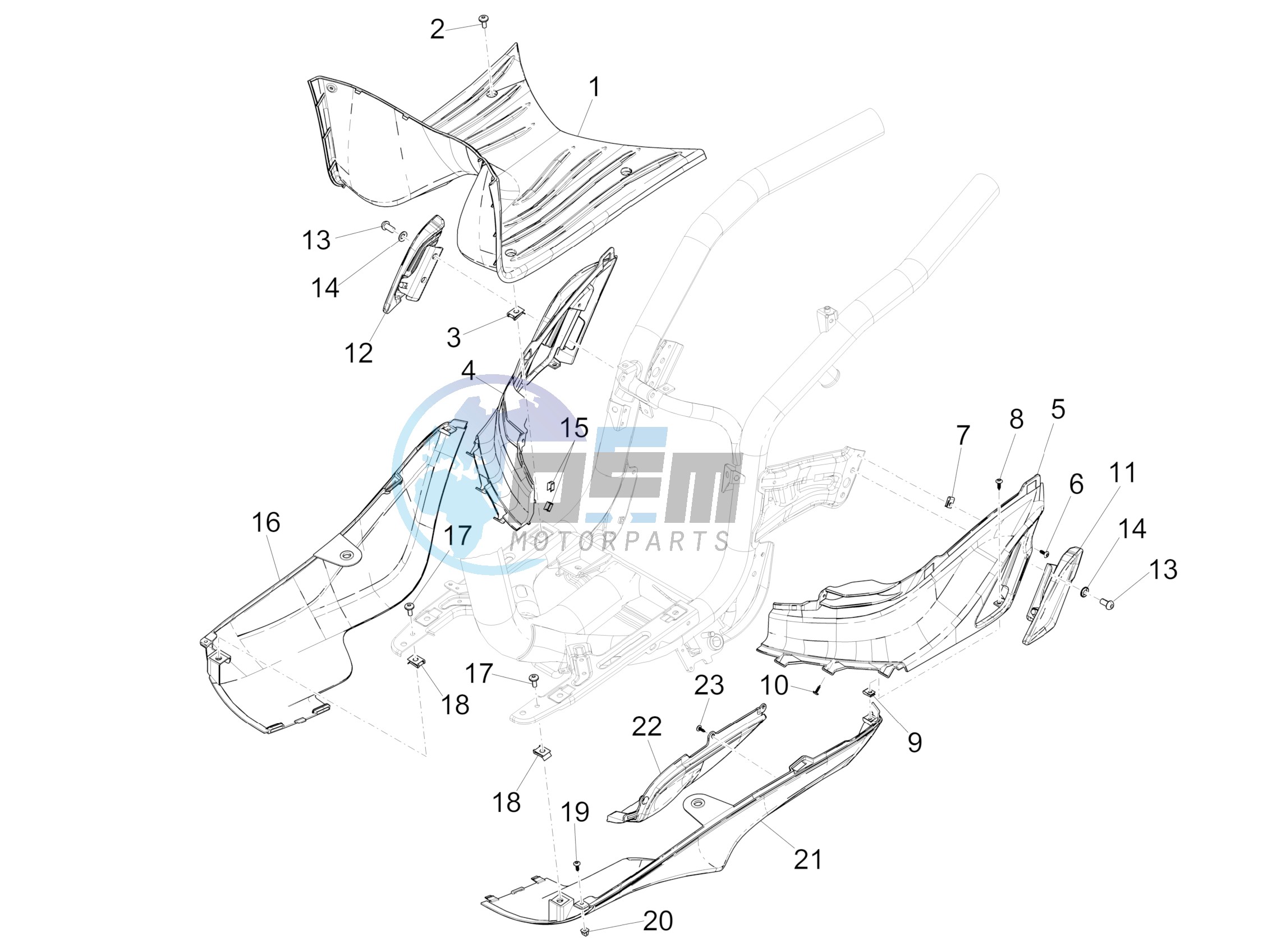 Central cover - Footrests