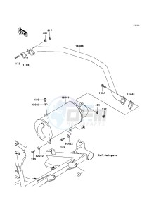 MULE_610_4X4 KAF400A7F EU drawing Muffler(s)