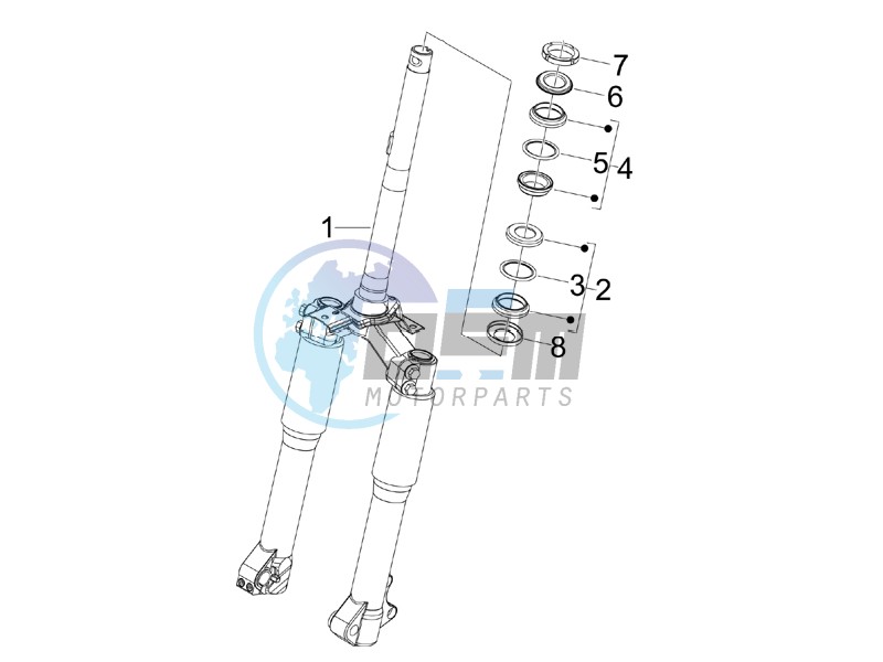 Fork/steering tube - Steering bearing unit