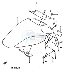 GSX-R750 (J-K-L) drawing FRONT FENDER (MODEL J)