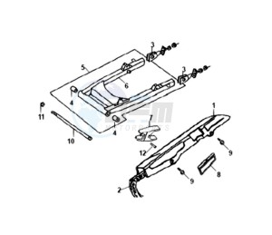 XS125-K drawing REAR FORK - CHAIN COVER