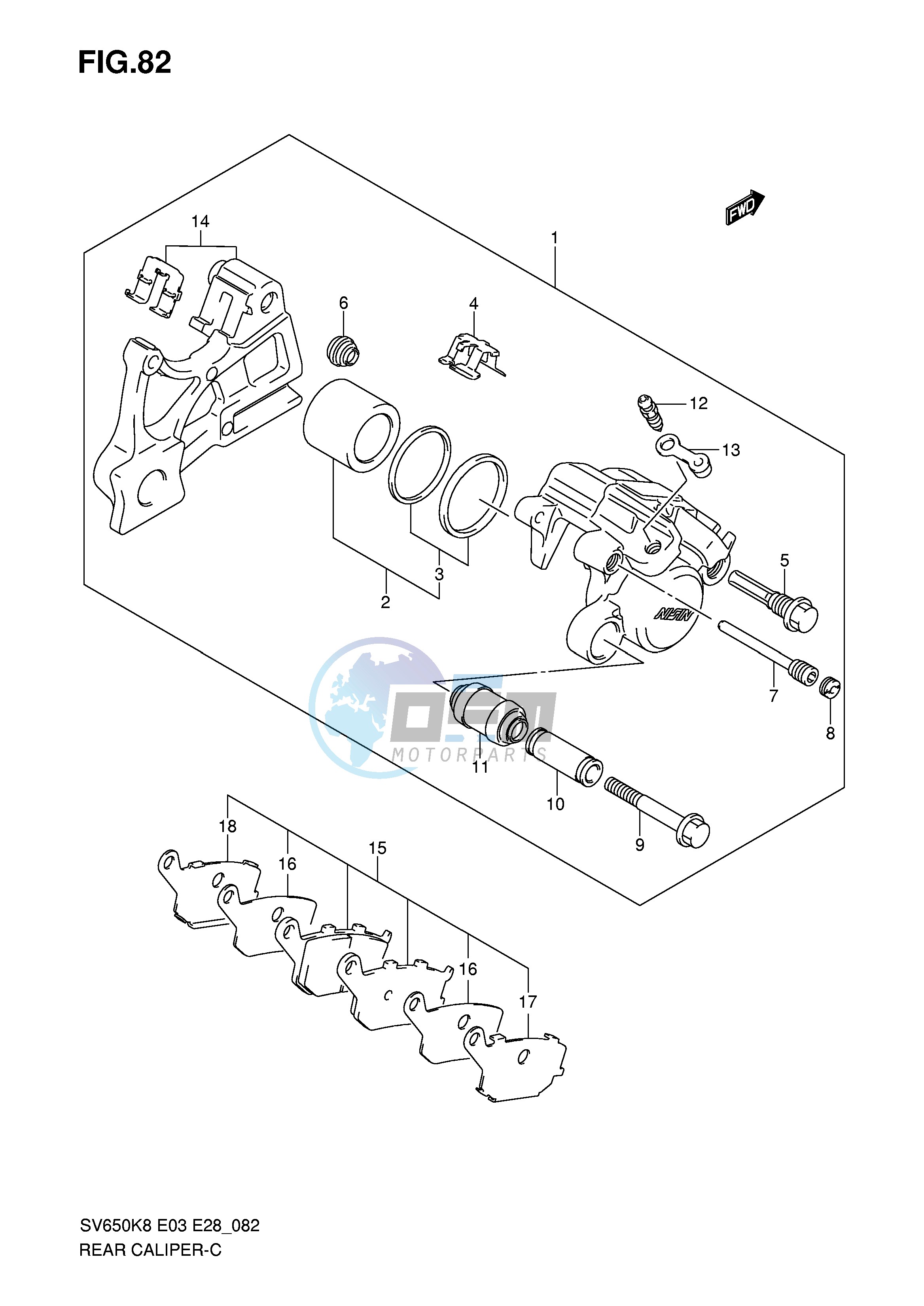 REAR CALIPER (SV650K8 SK8 K9 SK9 SL0)