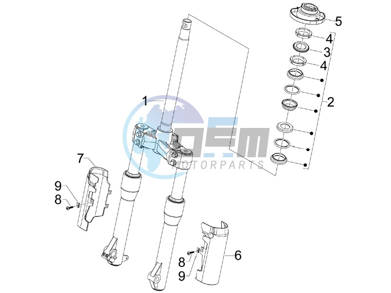 Fork steering tube - Steering bearing unit