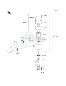 KAF 400 A [MULE 610 4X4] (A6F-AF) A8F drawing AIR CLEANER-BELT CONVERTER