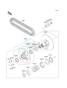 KVF 360 A [PRAIRIE 360 4X4] (A6F-A9F) A9F drawing DRIVEN CONVERTER_DRIVE BELT